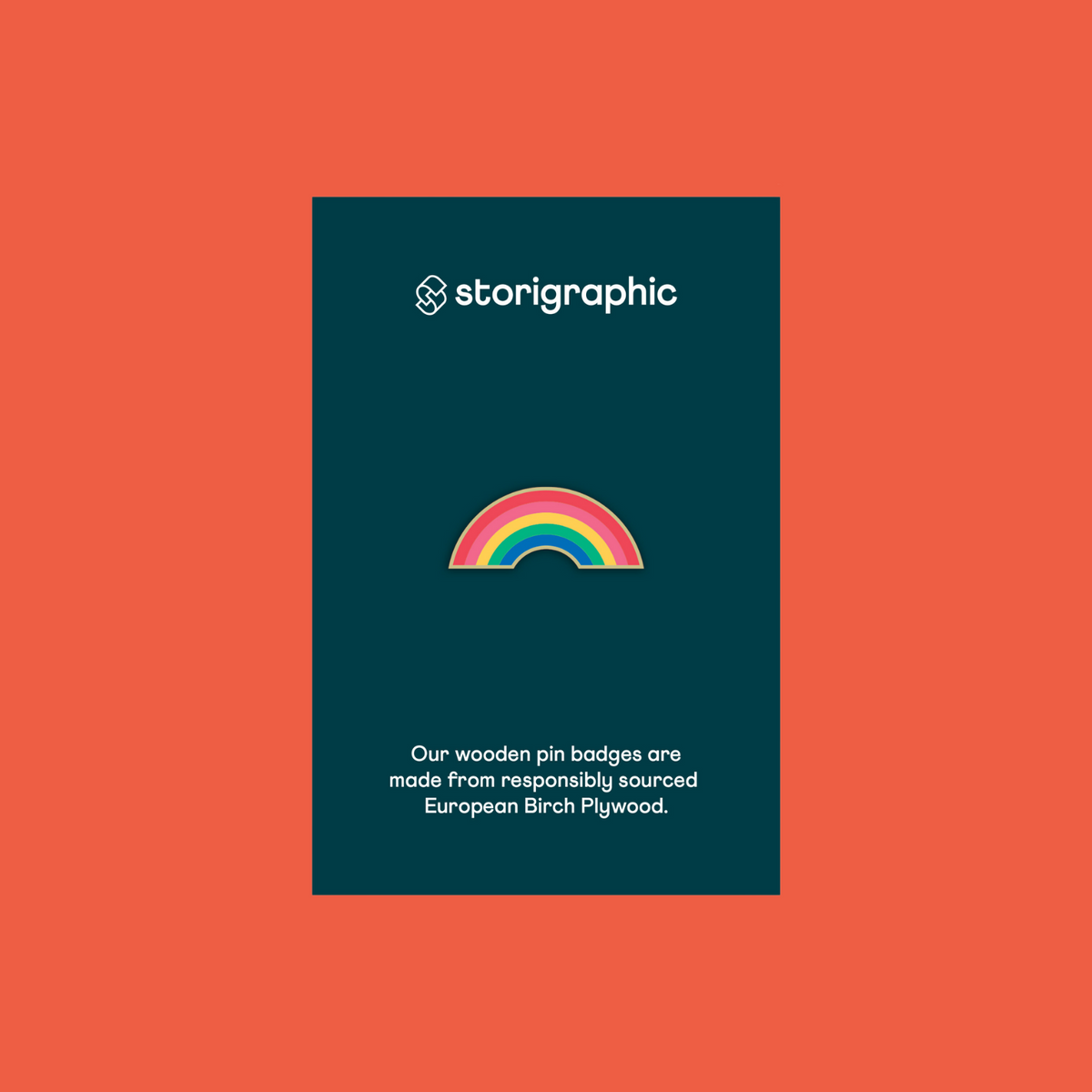 Storigraphic Rainbow Wooden Pin Badge