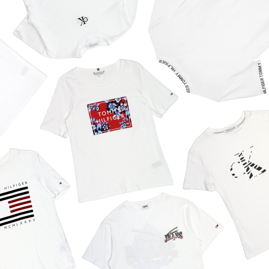 x8 Women's Mixed Tommy Hilfiger & Calvin Klein White T-shirt & Polo Shirt Bundle