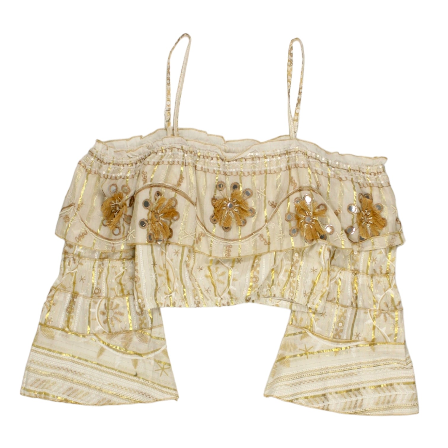 Siya White/Gold Cropped Top