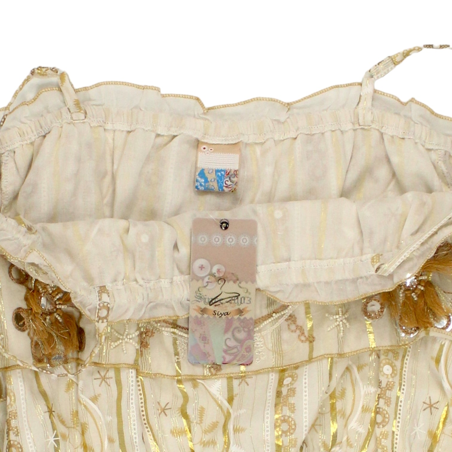 Siya White/Gold Cropped Top