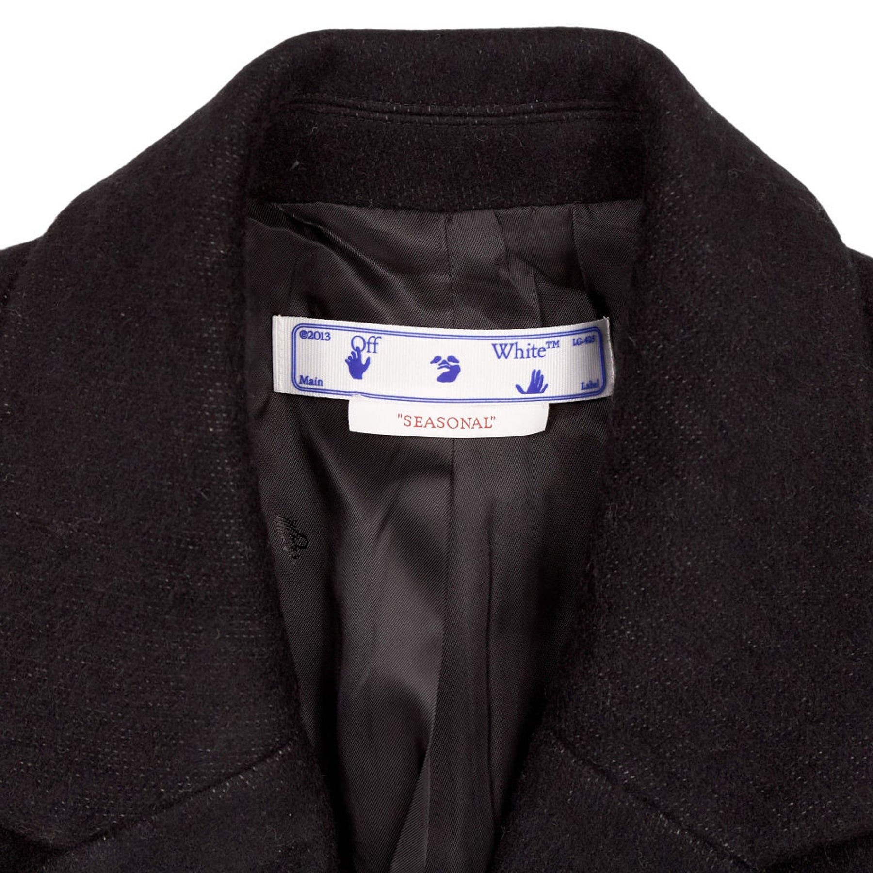 Off-White Black Graphic Wool Coat