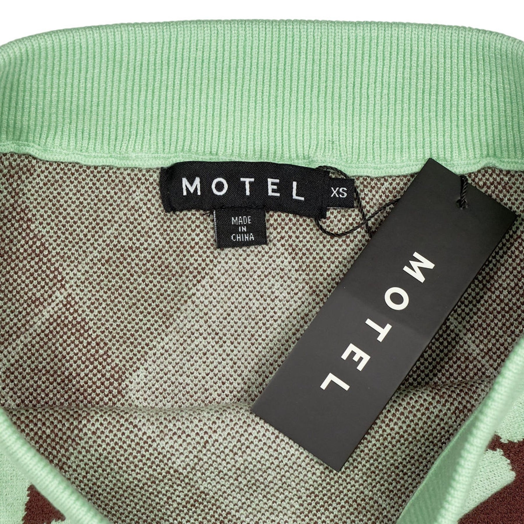 Motel Green Argyle Knit Skirt
