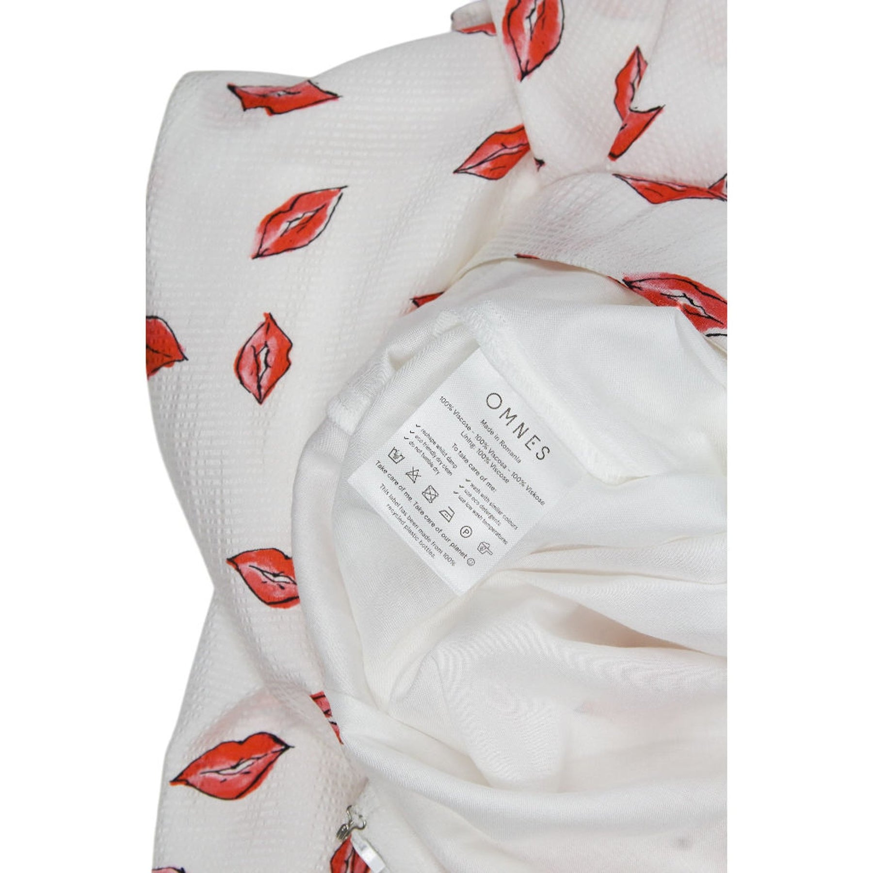 OMNES White Red Print Midi Skirt