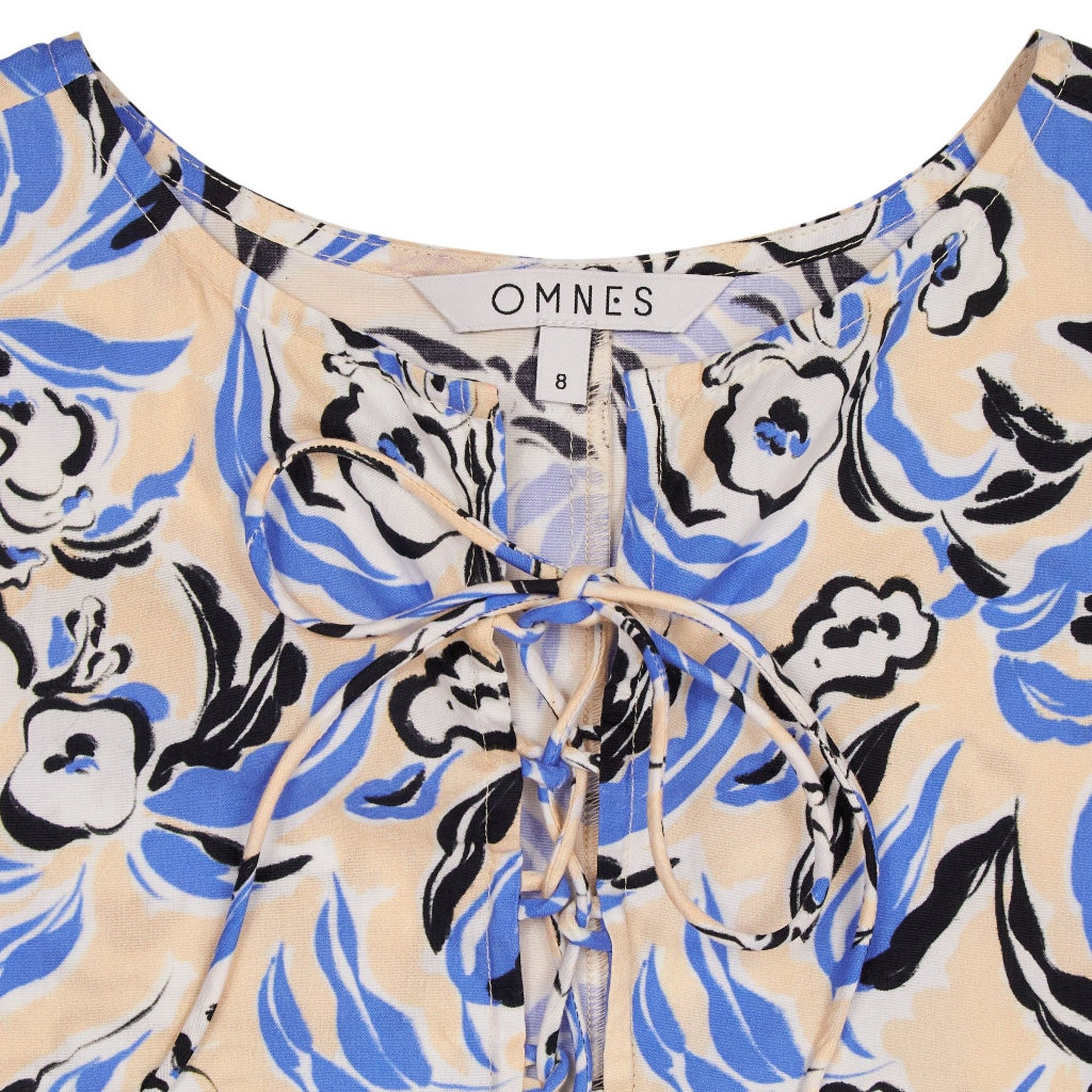 OMNES Blue Floral Lace-Up Dress