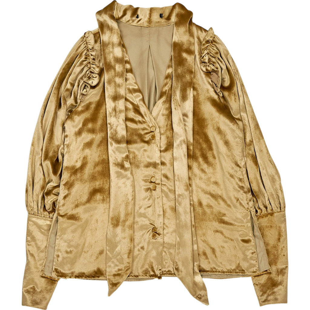 NRBY Gold Ruffle Velvet Blouse
