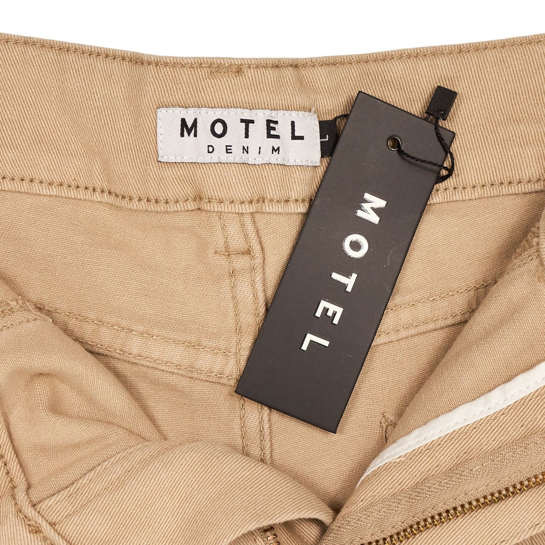 Motel Beige Cotton Flared Trousers