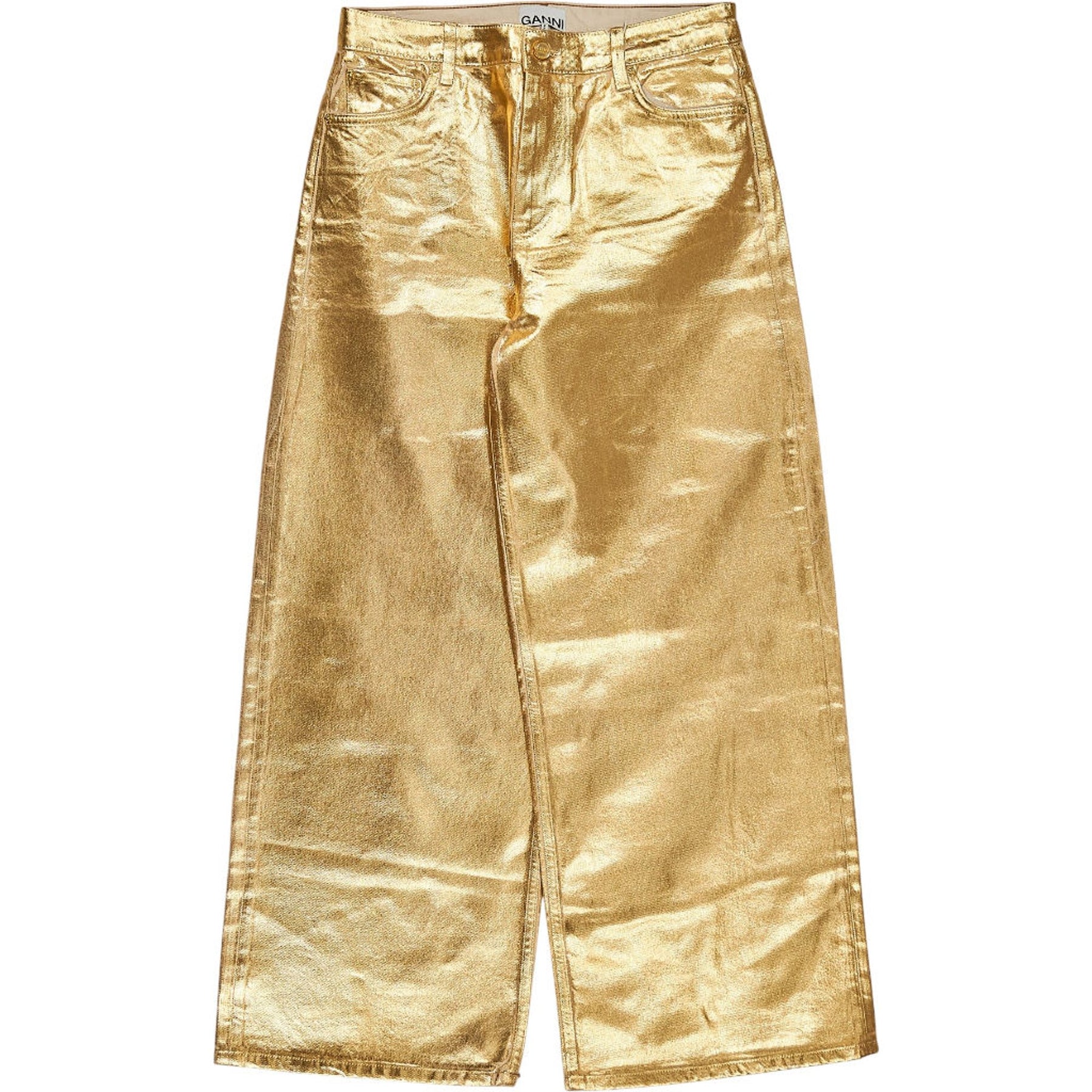 Ganni Gold Metallic Trousers