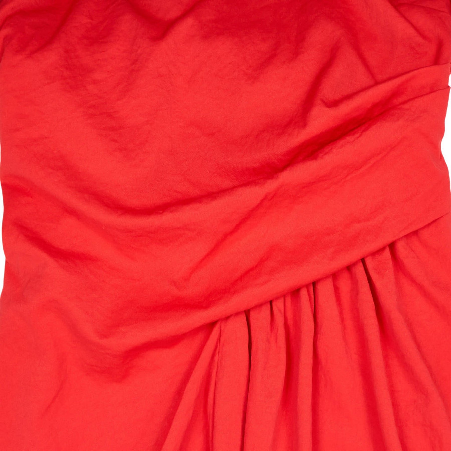 Vivere Red Puff Sleeve Midi Dress