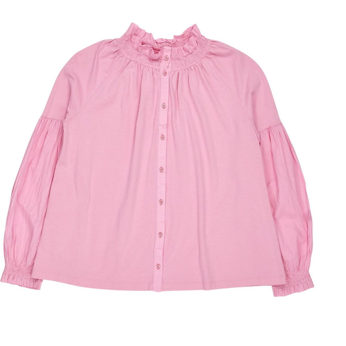 NRBY Pink Ruffle Neck Blouse