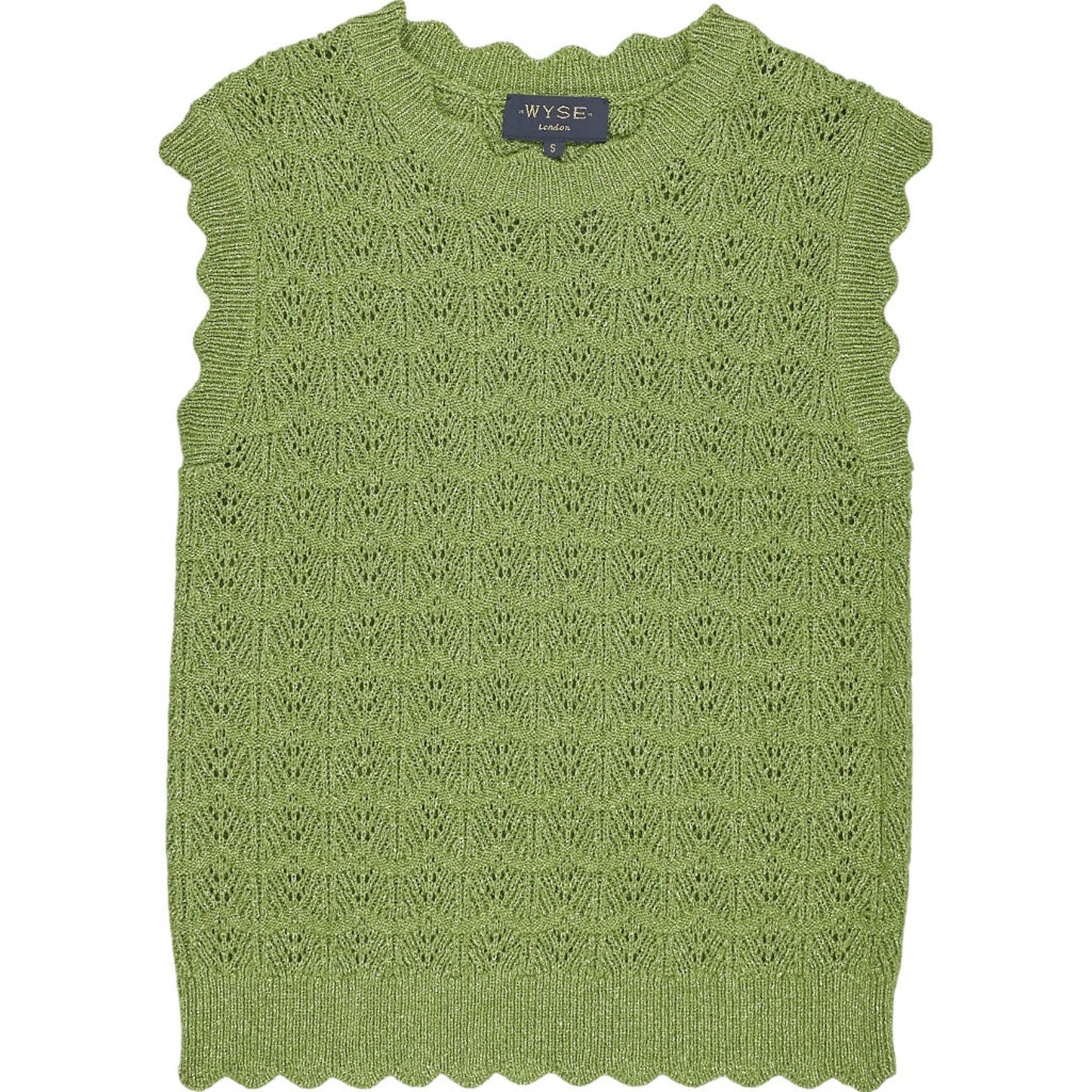 WYSE Green Lurex Knit Sleeveless Top S