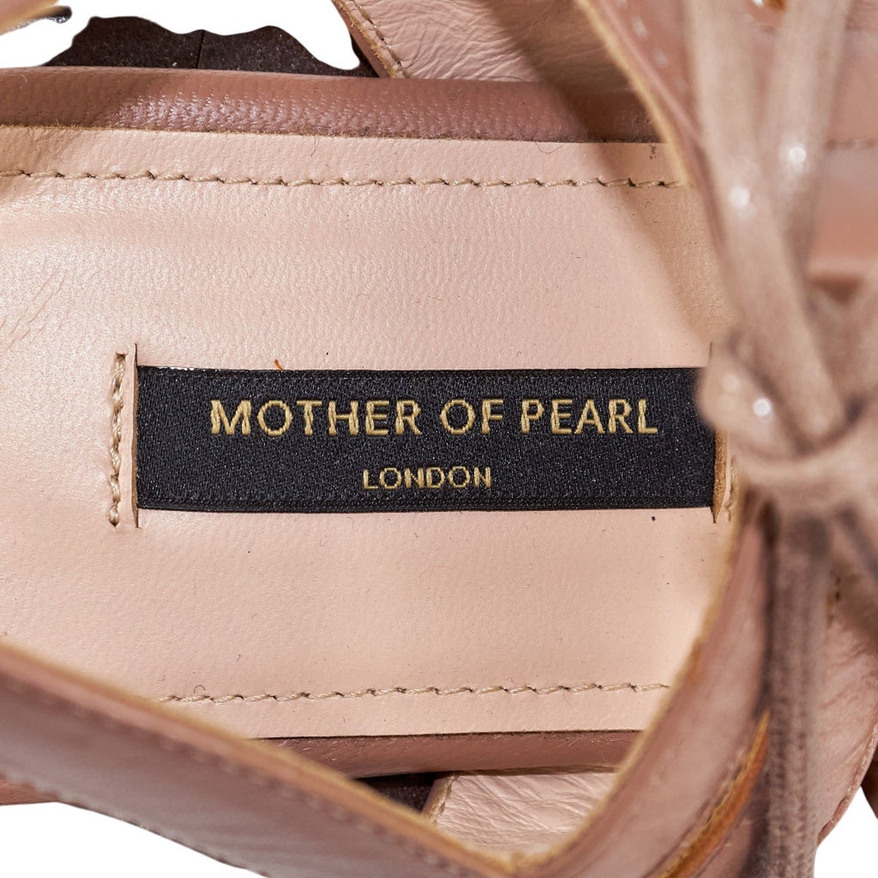 Mother of Pearl Tan Leather Sandals