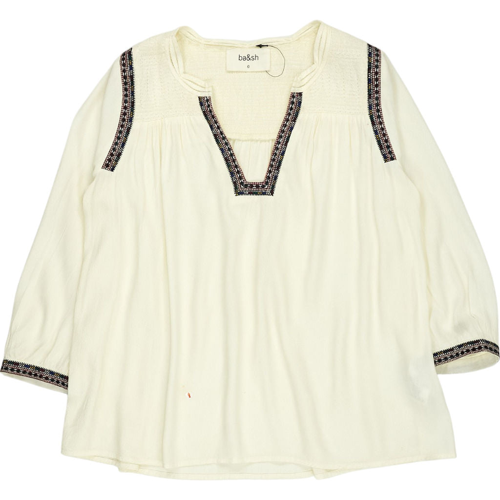 Ba&sh Cream Embroidered Top UK 6