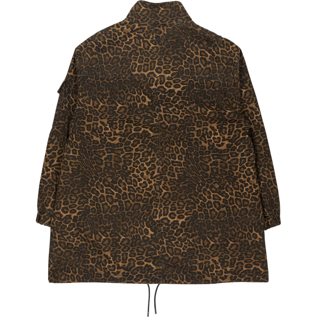 Hush Brown Leopard Print Utility Parka Jacket