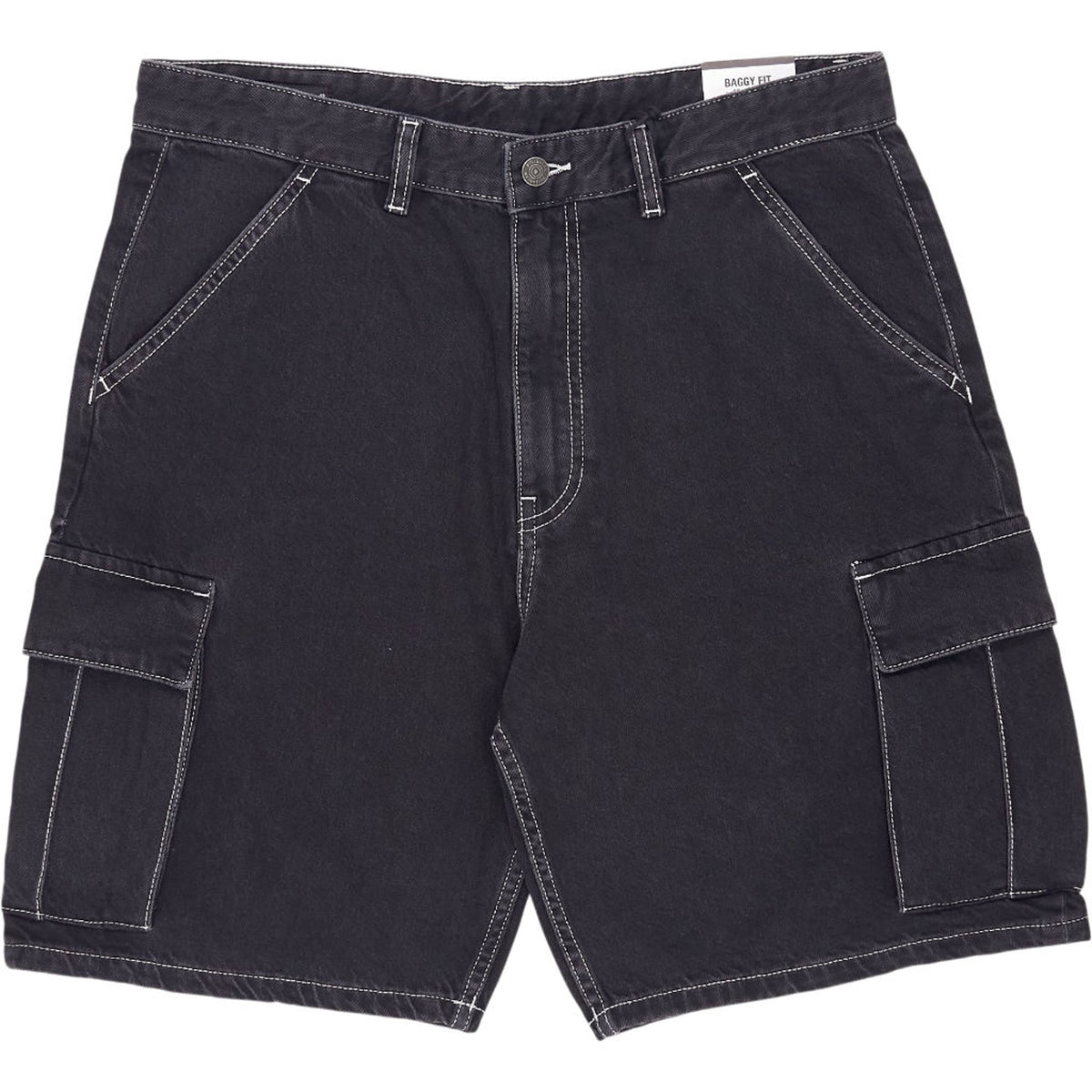 Pull & Bear Black Baggy Cargo Shorts