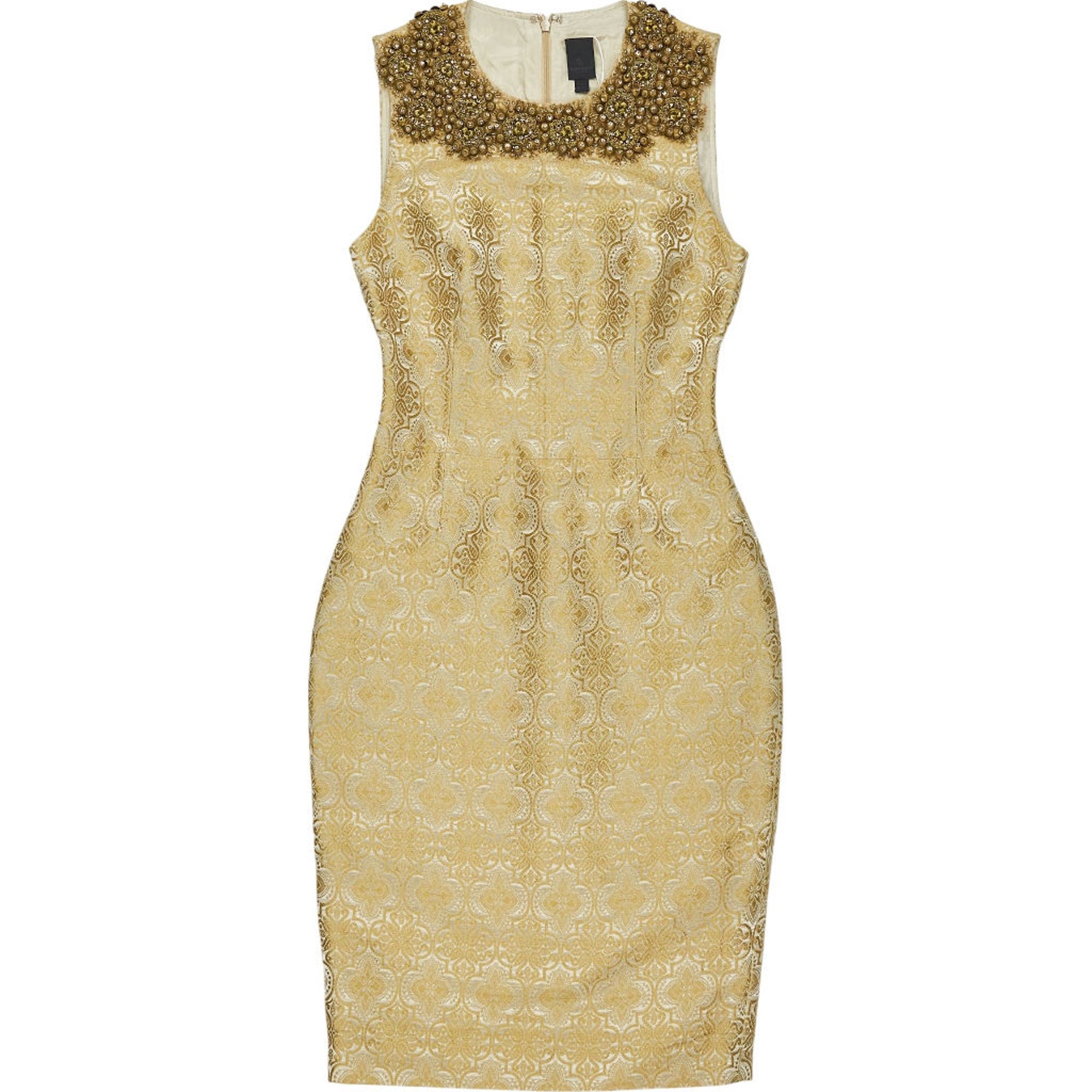 Vera Wang Gold Beaded Sleeveless Dress