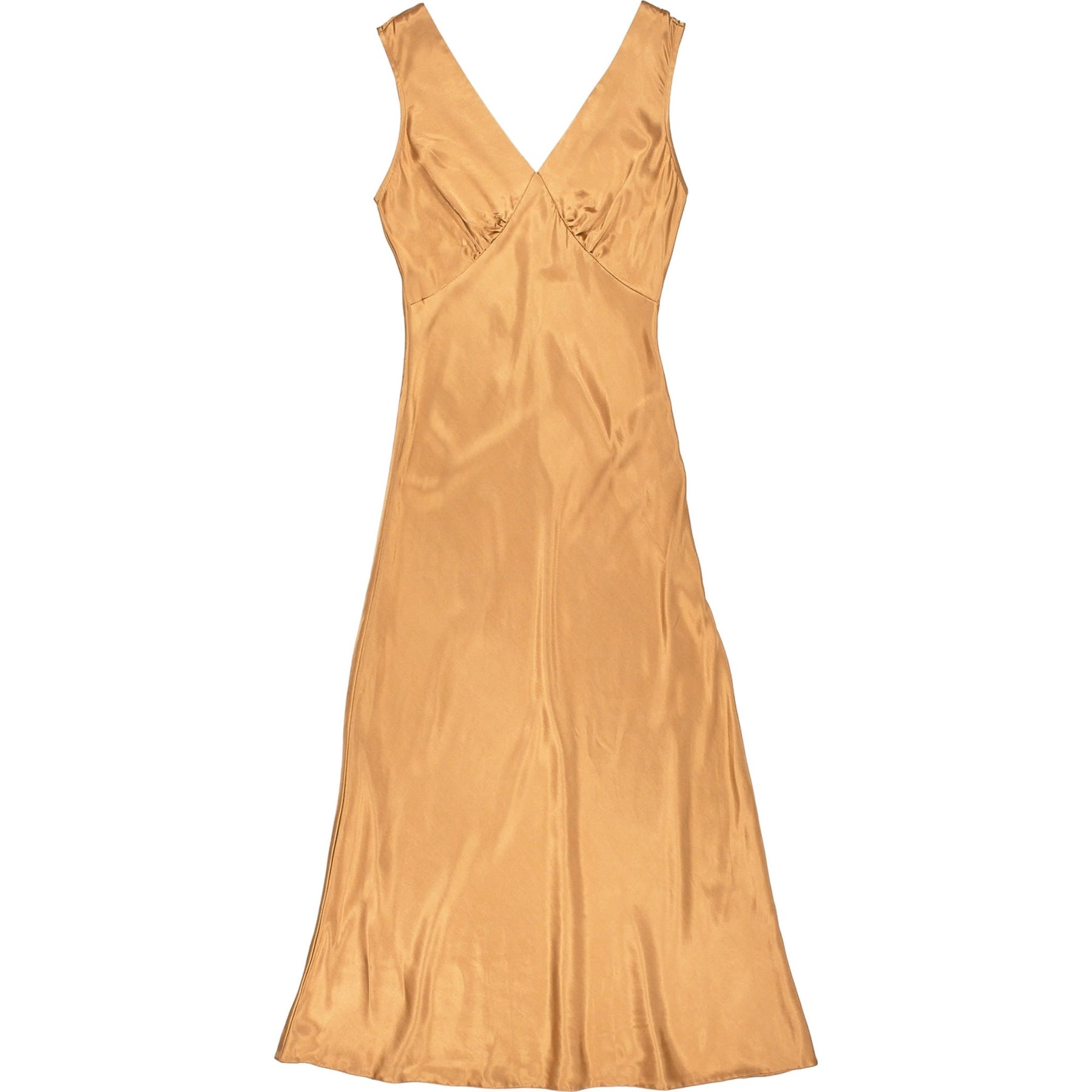 OMNES Brown Satin Midi Dress