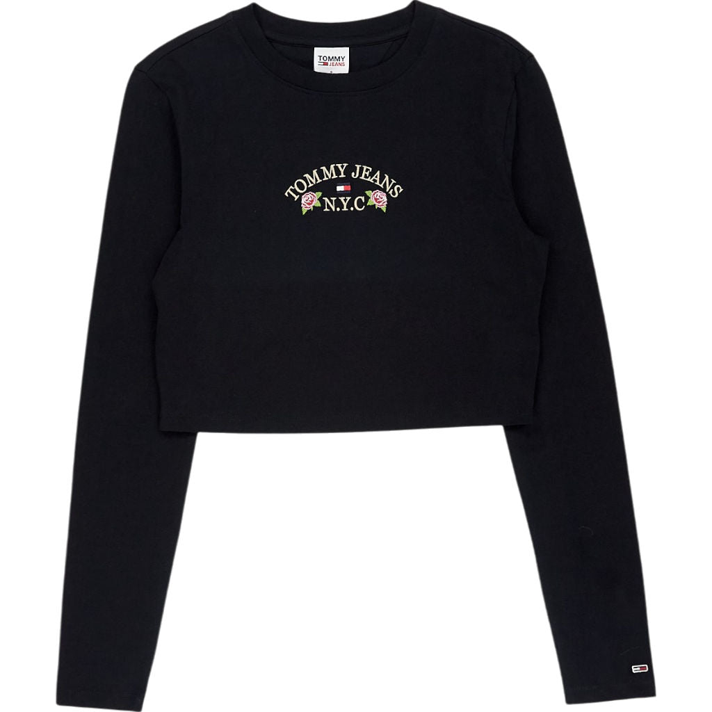 Tommy Jeans Black TJW BBY Floral Long Sleeve Top