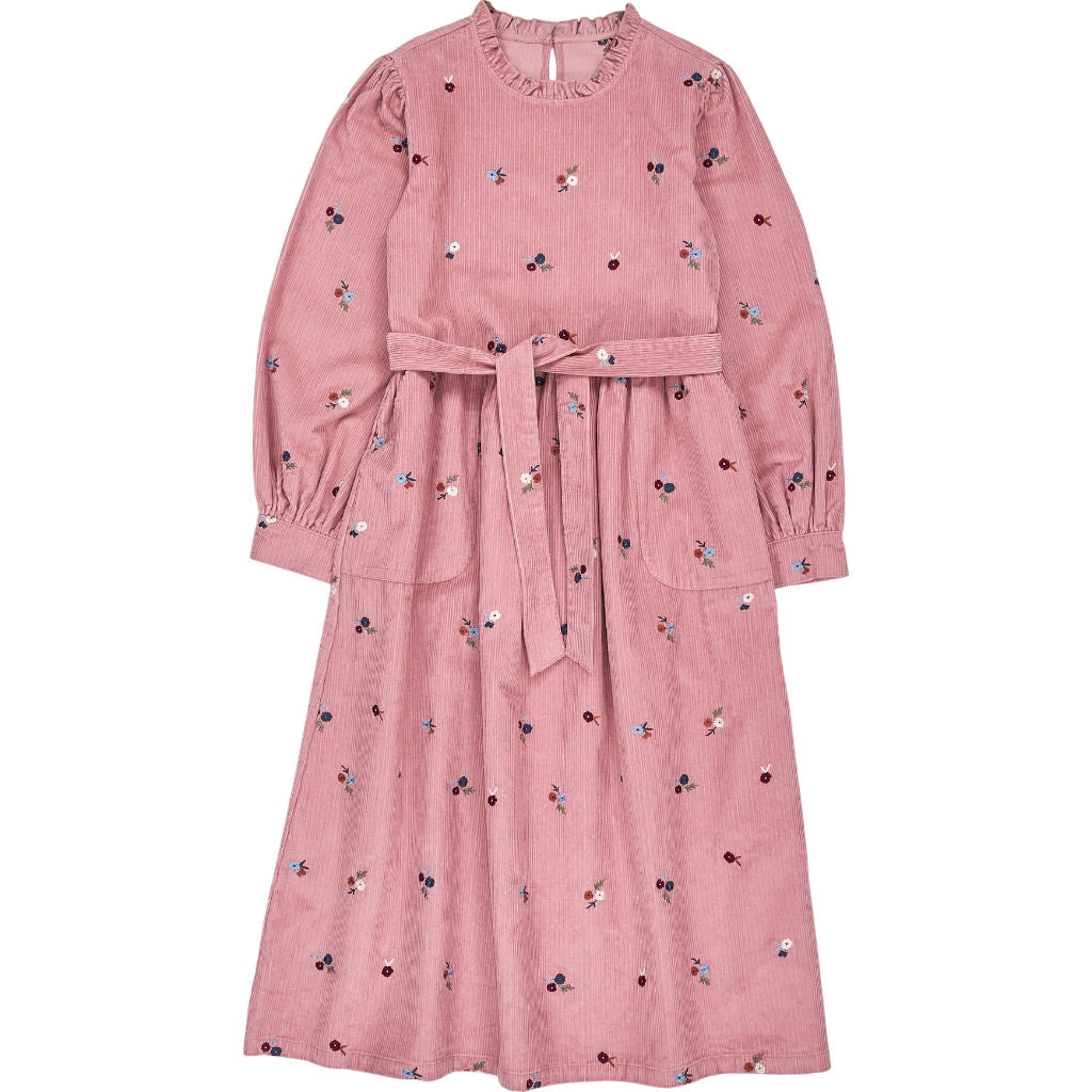 Wyse Pink Floral Embroidered Midi Dress