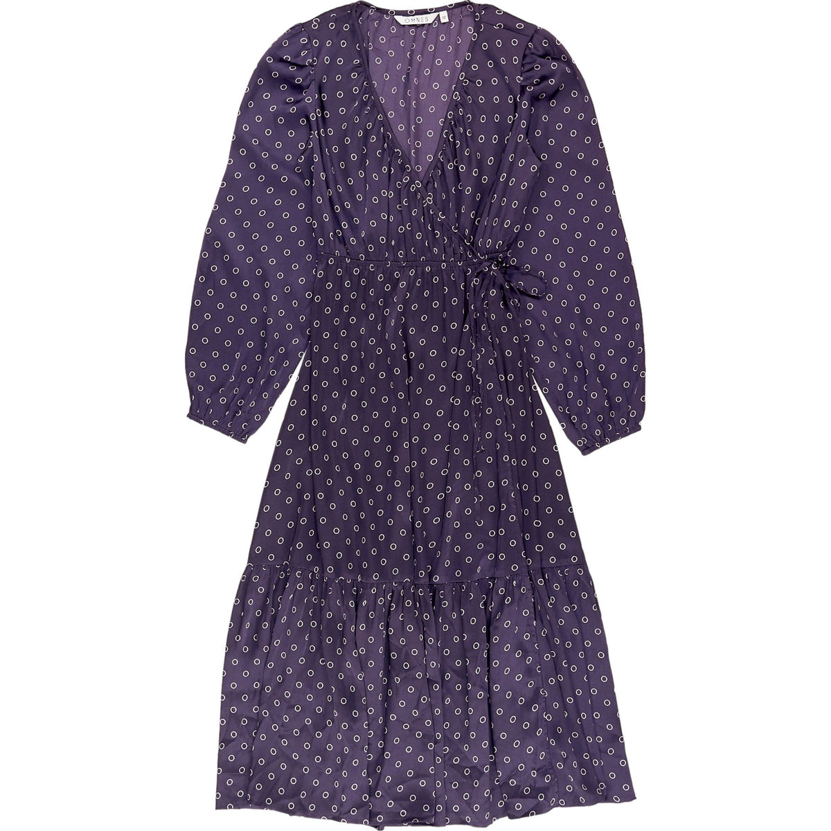 OMNES Long Sleeve Purple Polka Dot Dress