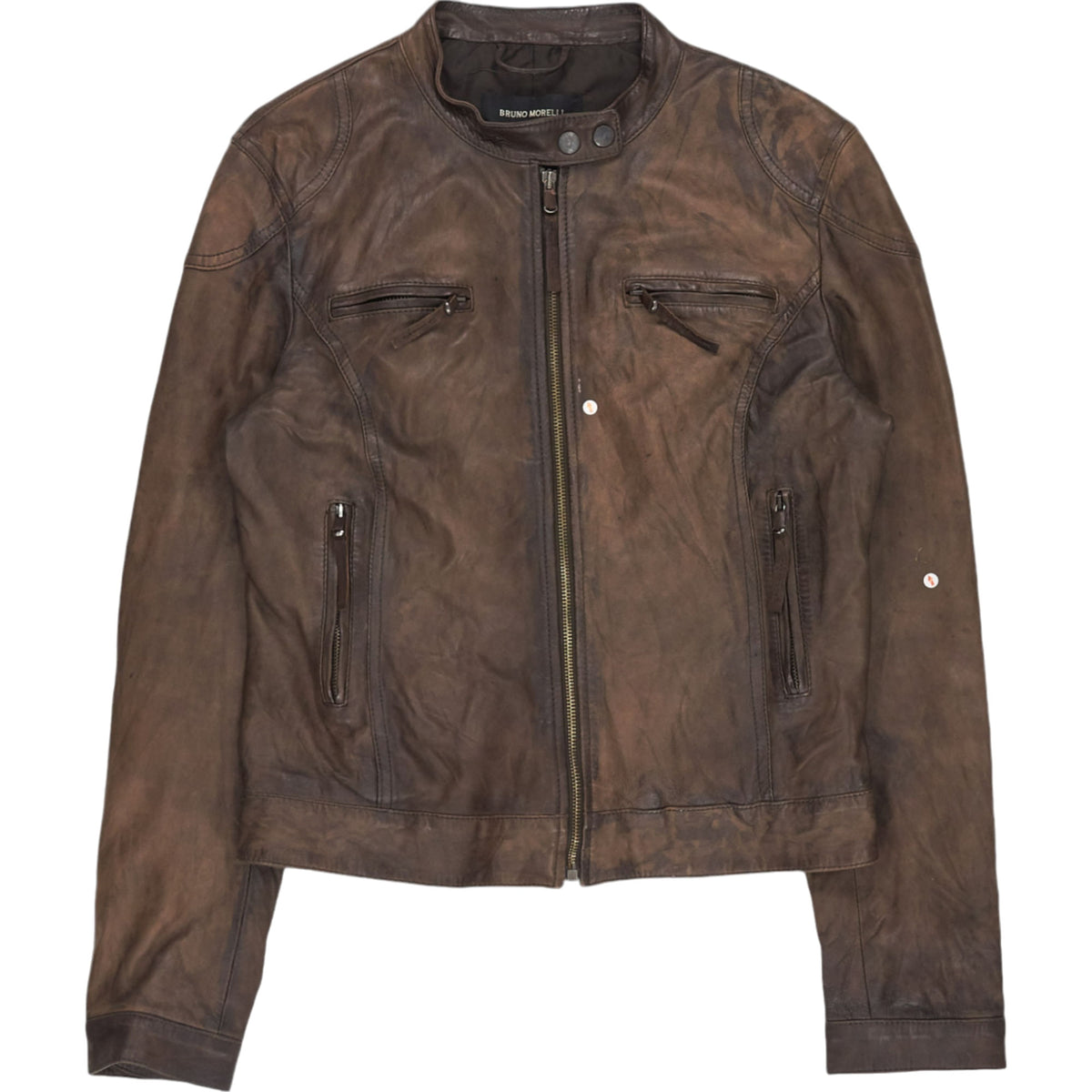 Bruno Morelli Brown Leather Biker Jacket