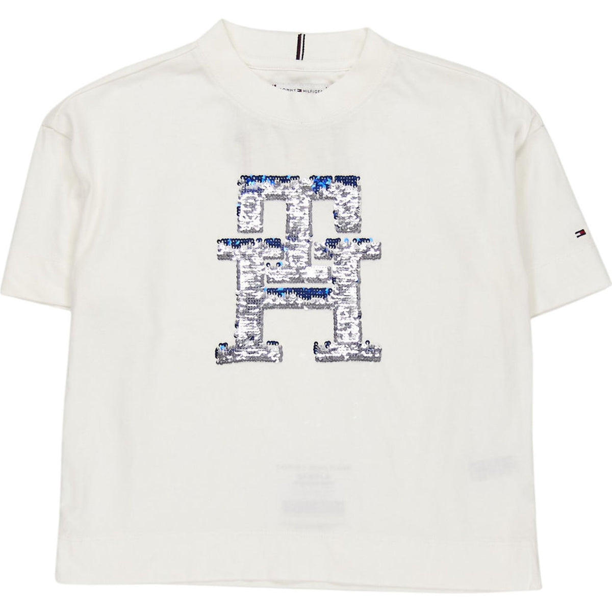 Tommy Hilfiger White Monogram Sequin T-Shirt