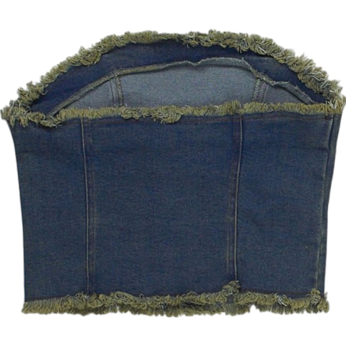 Motel Blue Denim Frayed Corset Top