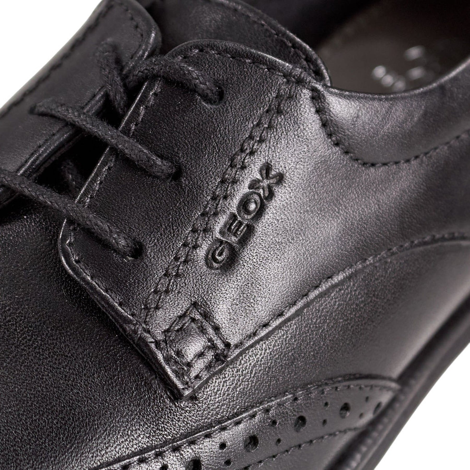 Geox Black Leather Brogue Shoes