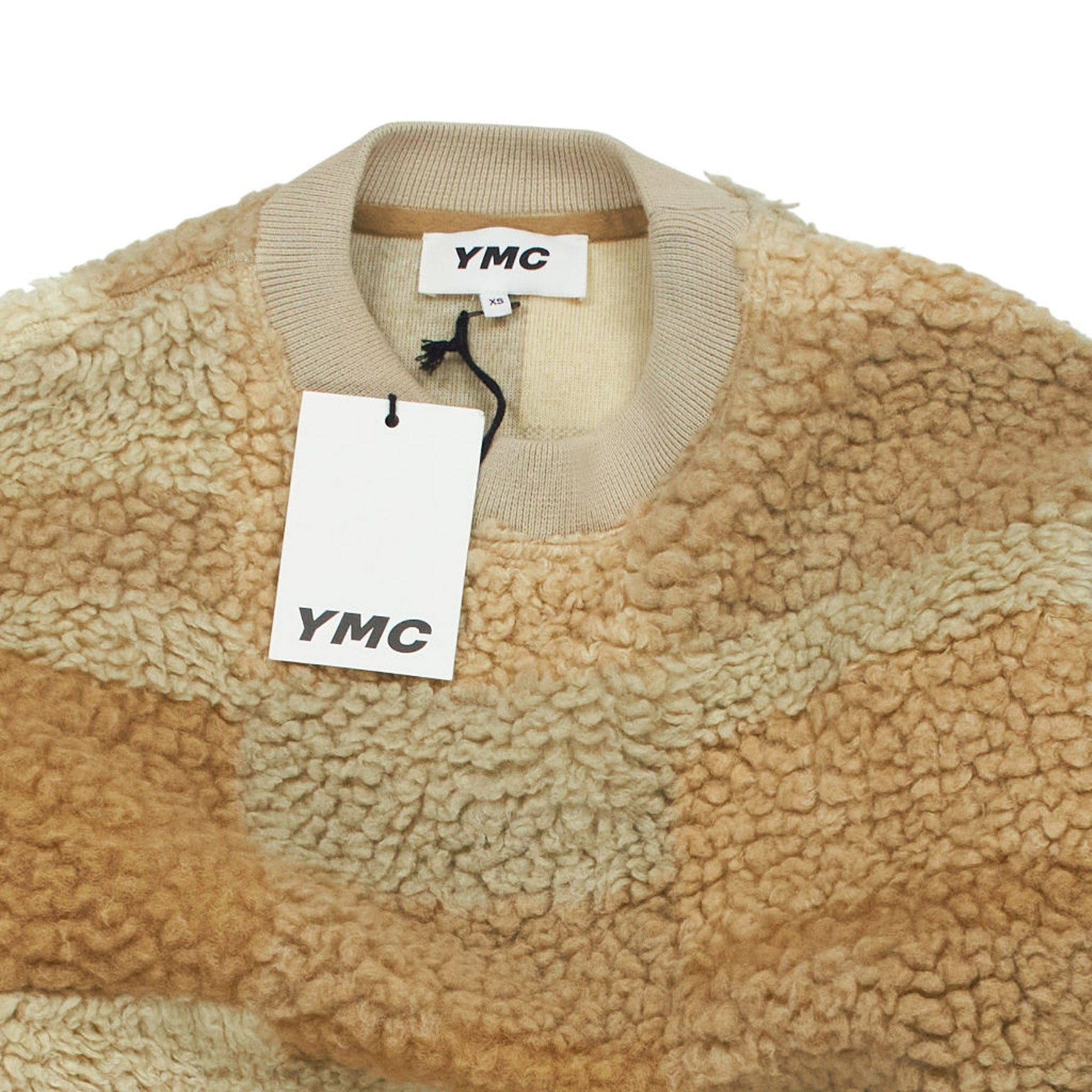YMC Natural Patchwork Shearling Sweatshirt