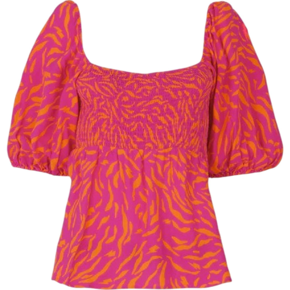 Scamp & Dude Pink with Orange Zebra Shirred Top