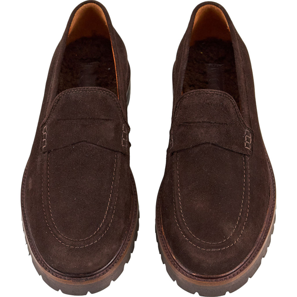 Moss Brown Goat Suede Loafers EU 42