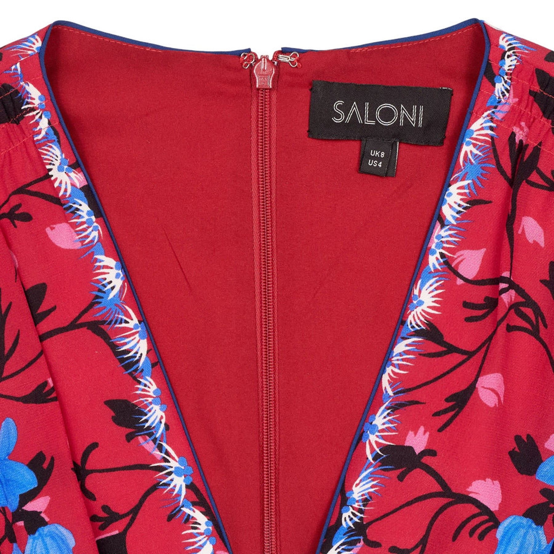 Saloni Red Floral Midi Dress