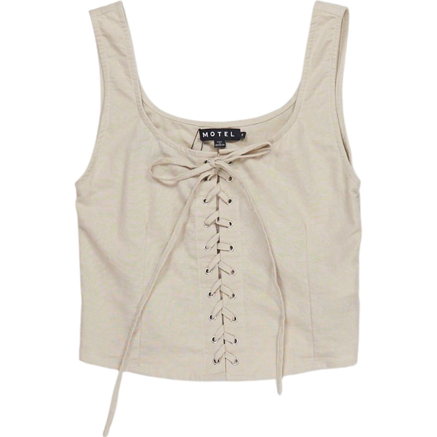 Motel Ecru Inga Lace-Up Top