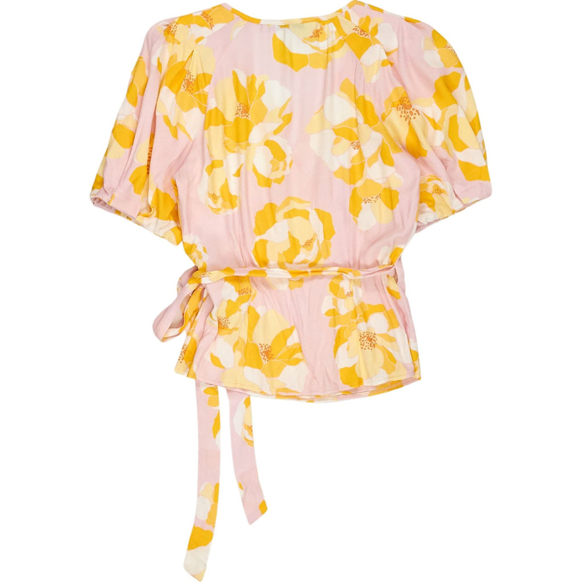 OMNES Pink Floral Wrap Blouse