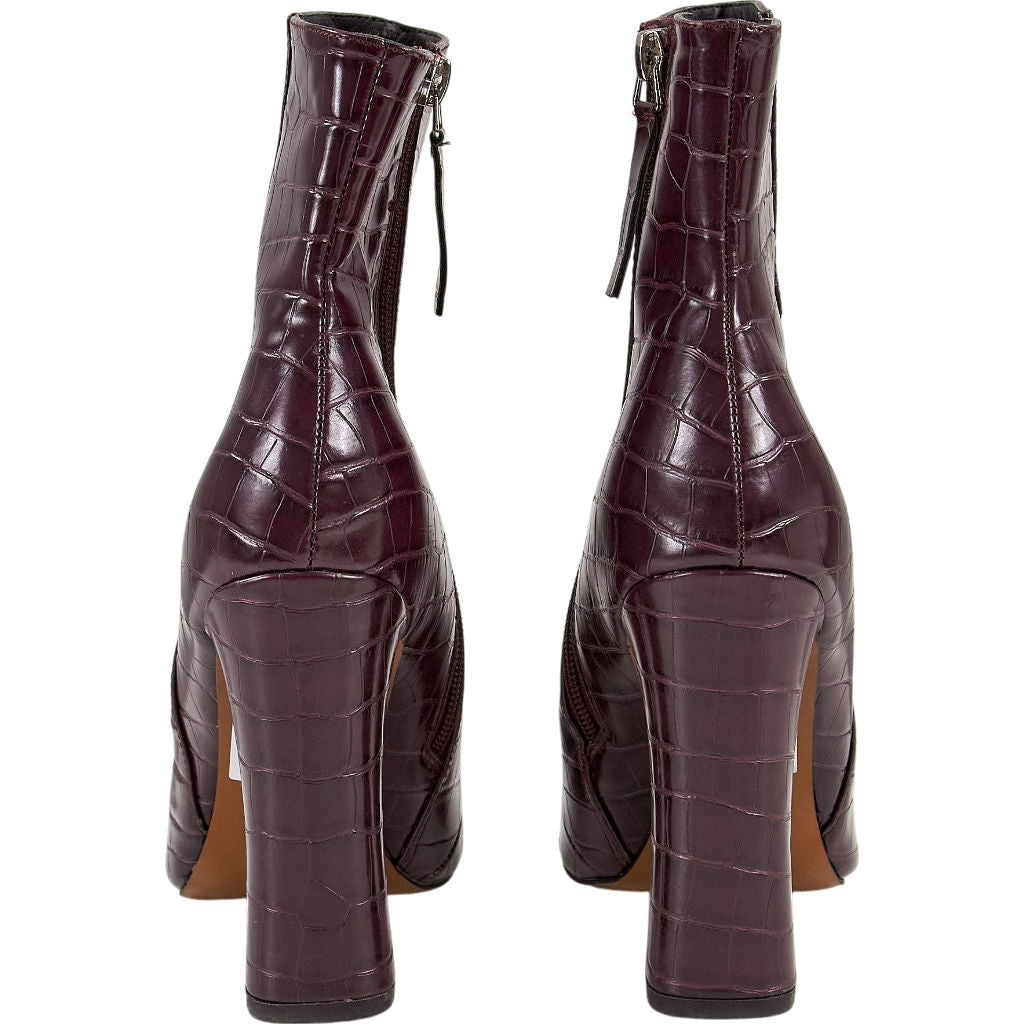 Topshop Burgundy Croc Ankle Boots EU 39