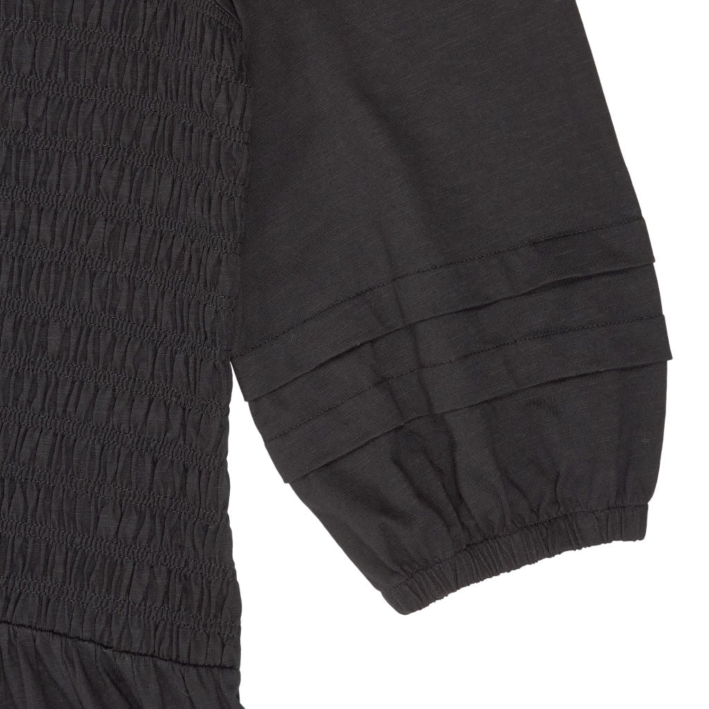 Wyse Black Smocked Midi Dress UK 8