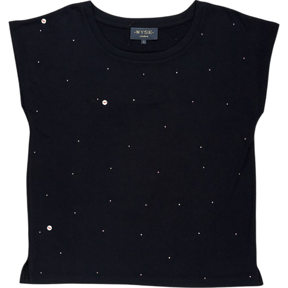 Wyse Black Rhinestone Tee