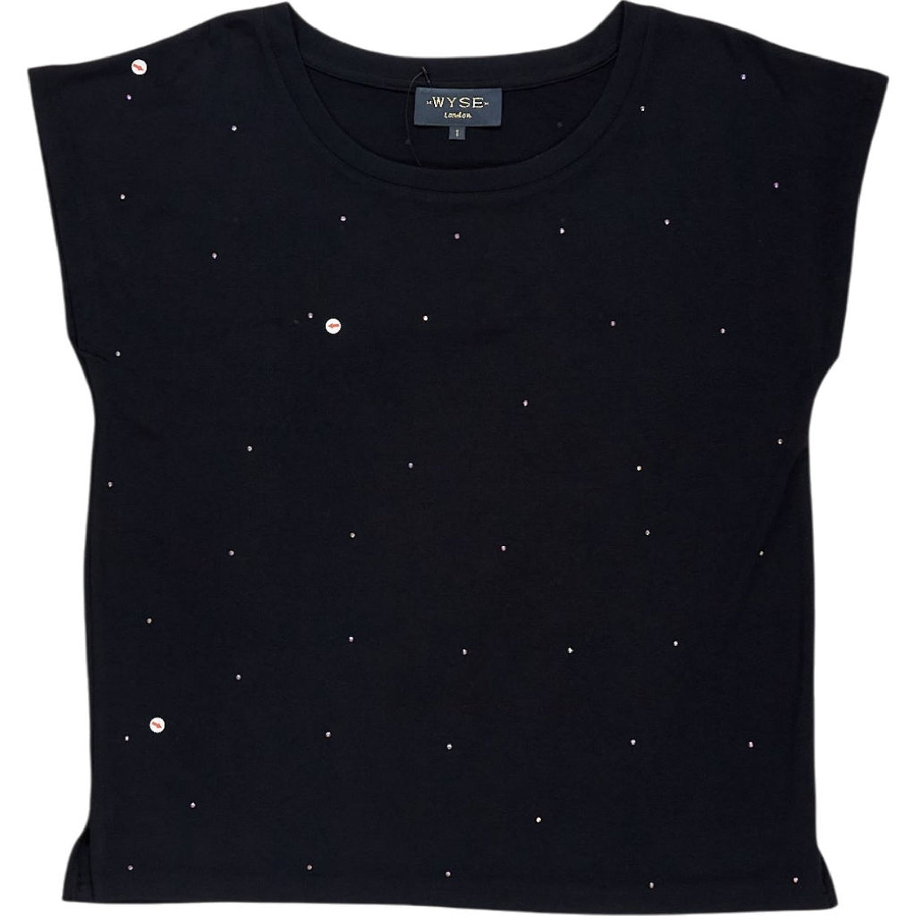 Wyse Black Rhinestone Tee