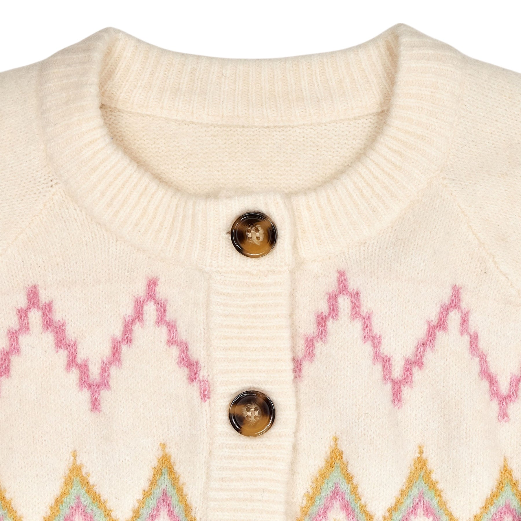 OMNES Cream Multicolour Knitted Cardigan