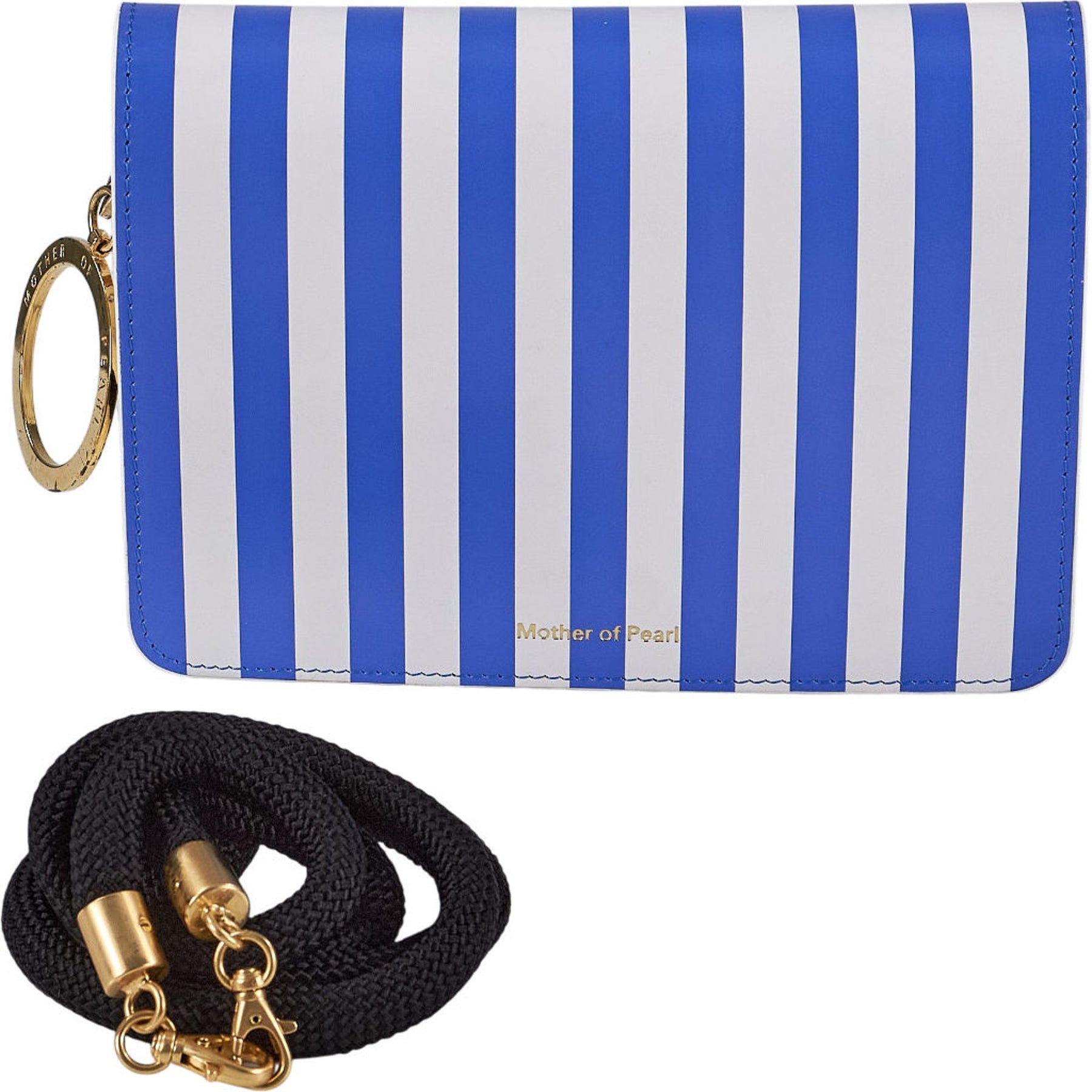 Mother of Pearl Blue White Striped Handbag