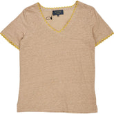 Wyse Beige Scallop Trim T-Shirt