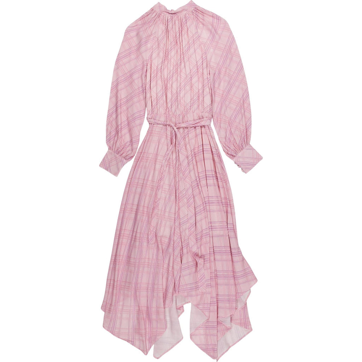 OMNES Pink Check Midi Dress