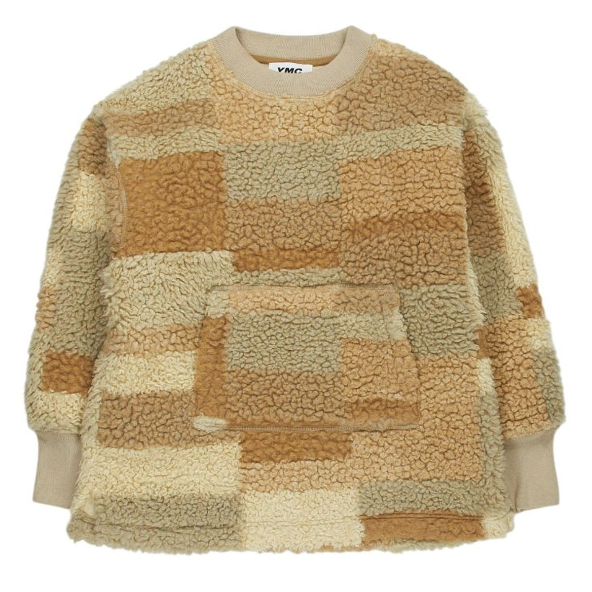 YMC Natural Patchwork Shearling Sweatshirt