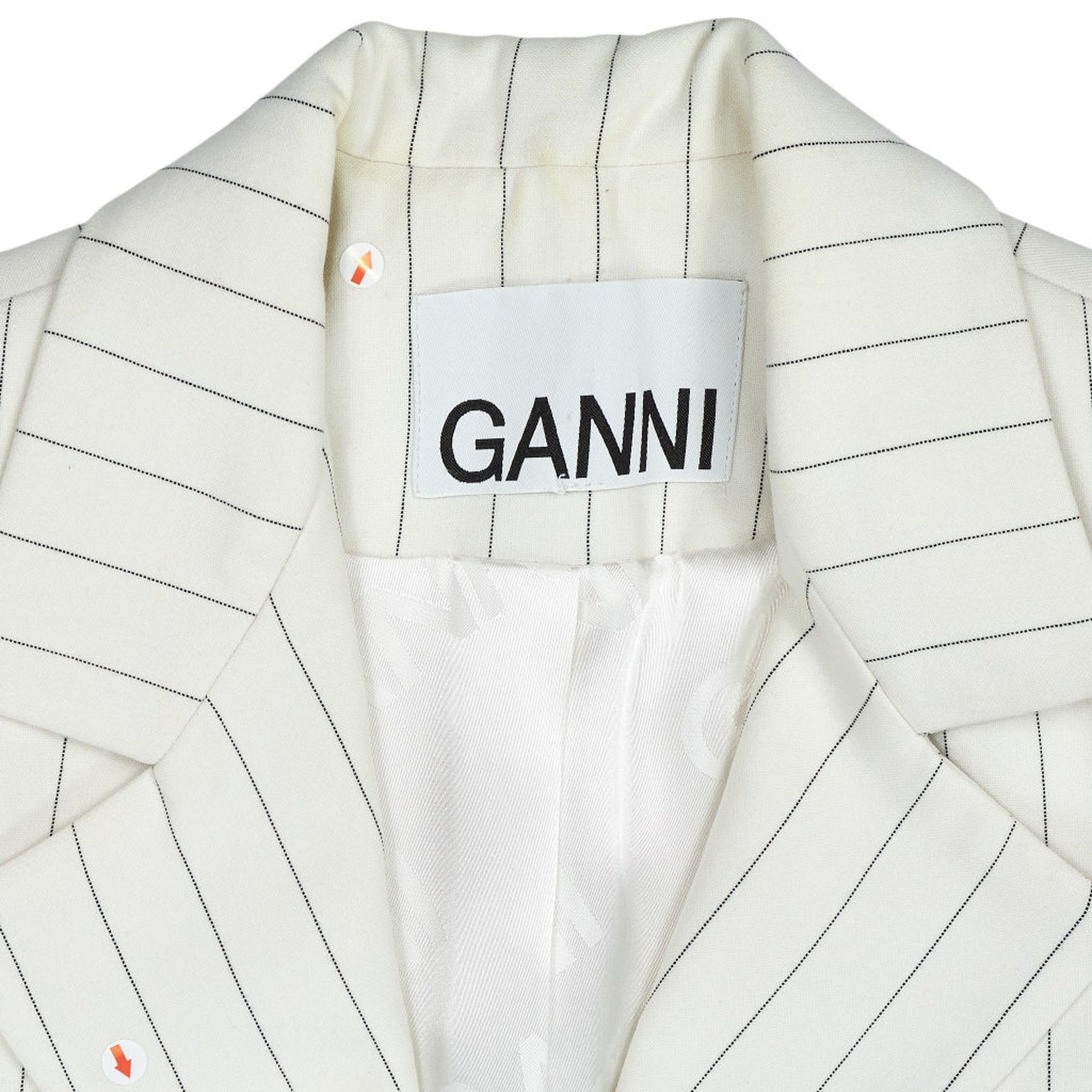 Ganni Cream Pinstripe Blazer E