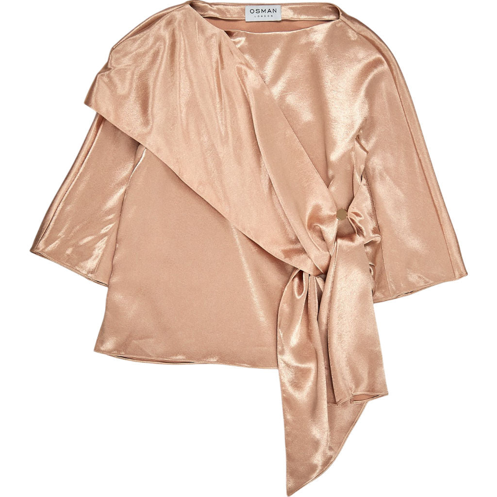 Osman Metallic Pink Wrap Top