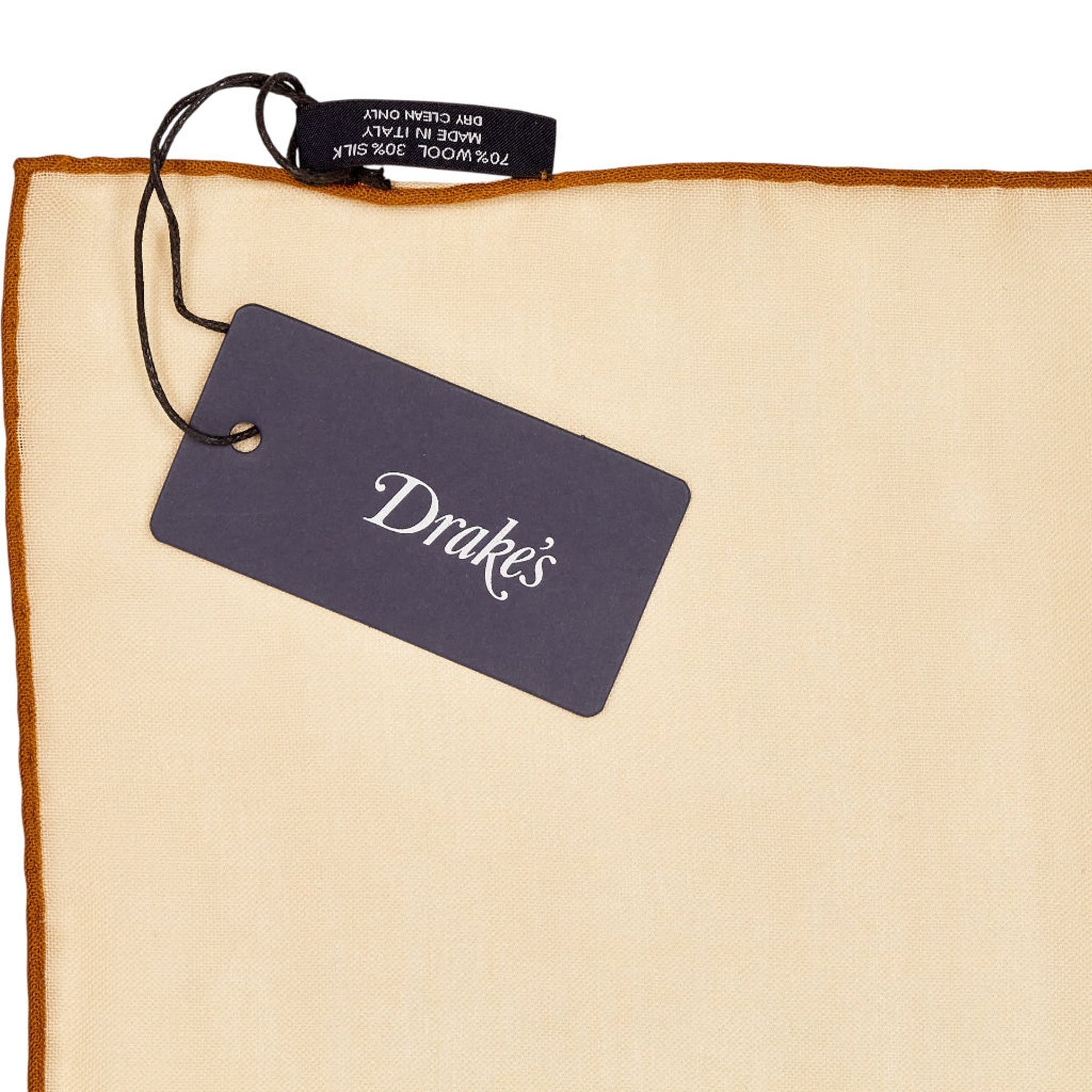 Drake's Cream Wool Silk Pocket Square