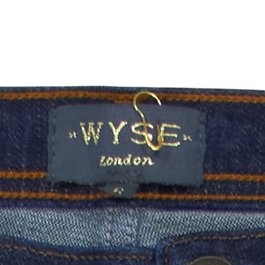 Wyse Navy Embroidered Jeans