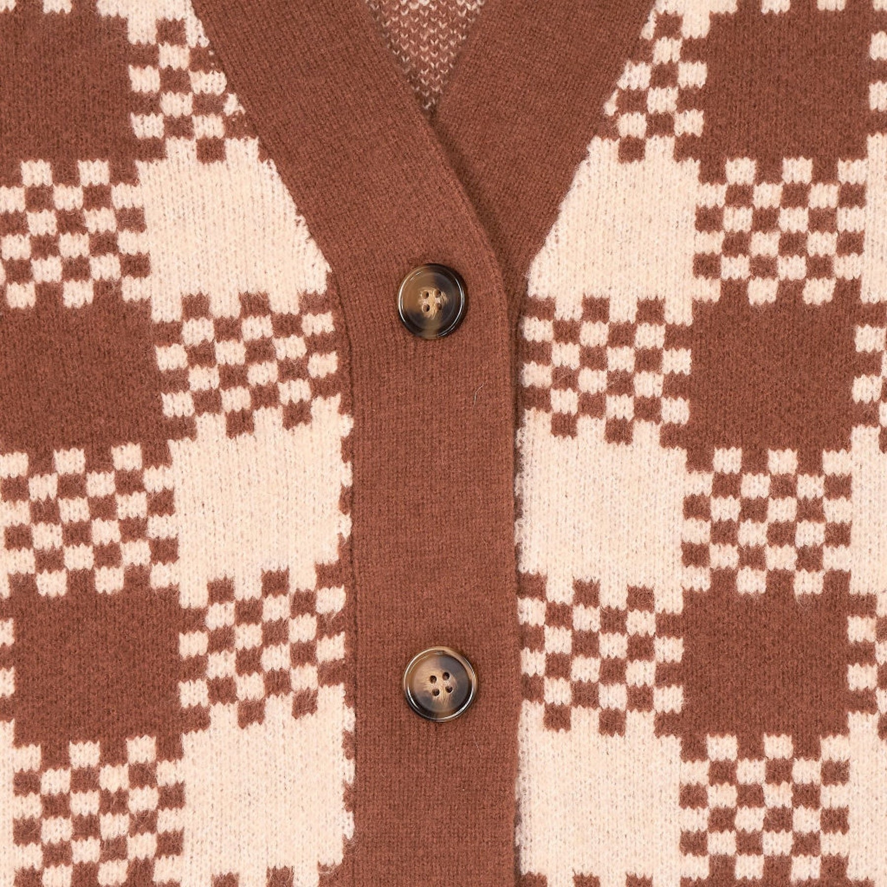 OMNES Brown Cream Athena Check Cardigan