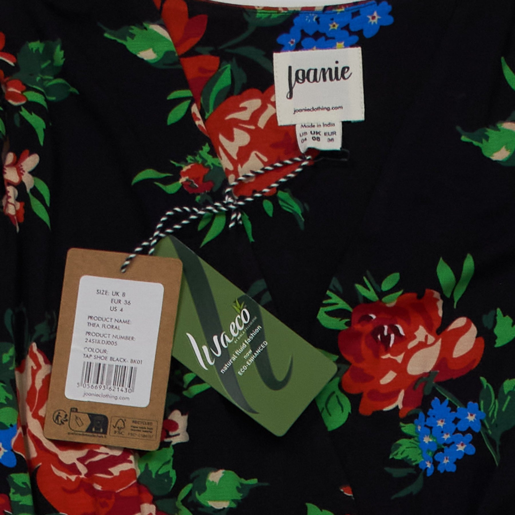 Joanie Thea Floral Black Midi Dress