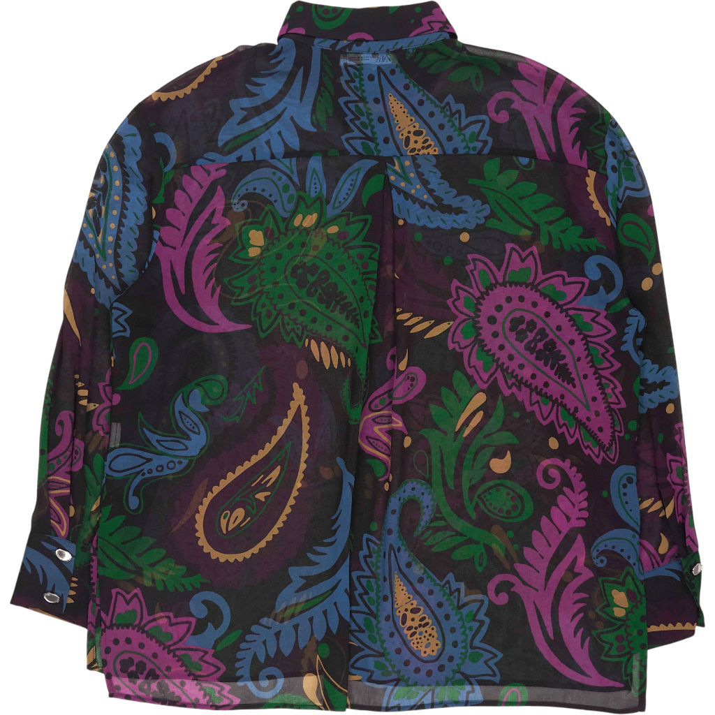 Zara Multicoloured Paisley Sheer Shirt