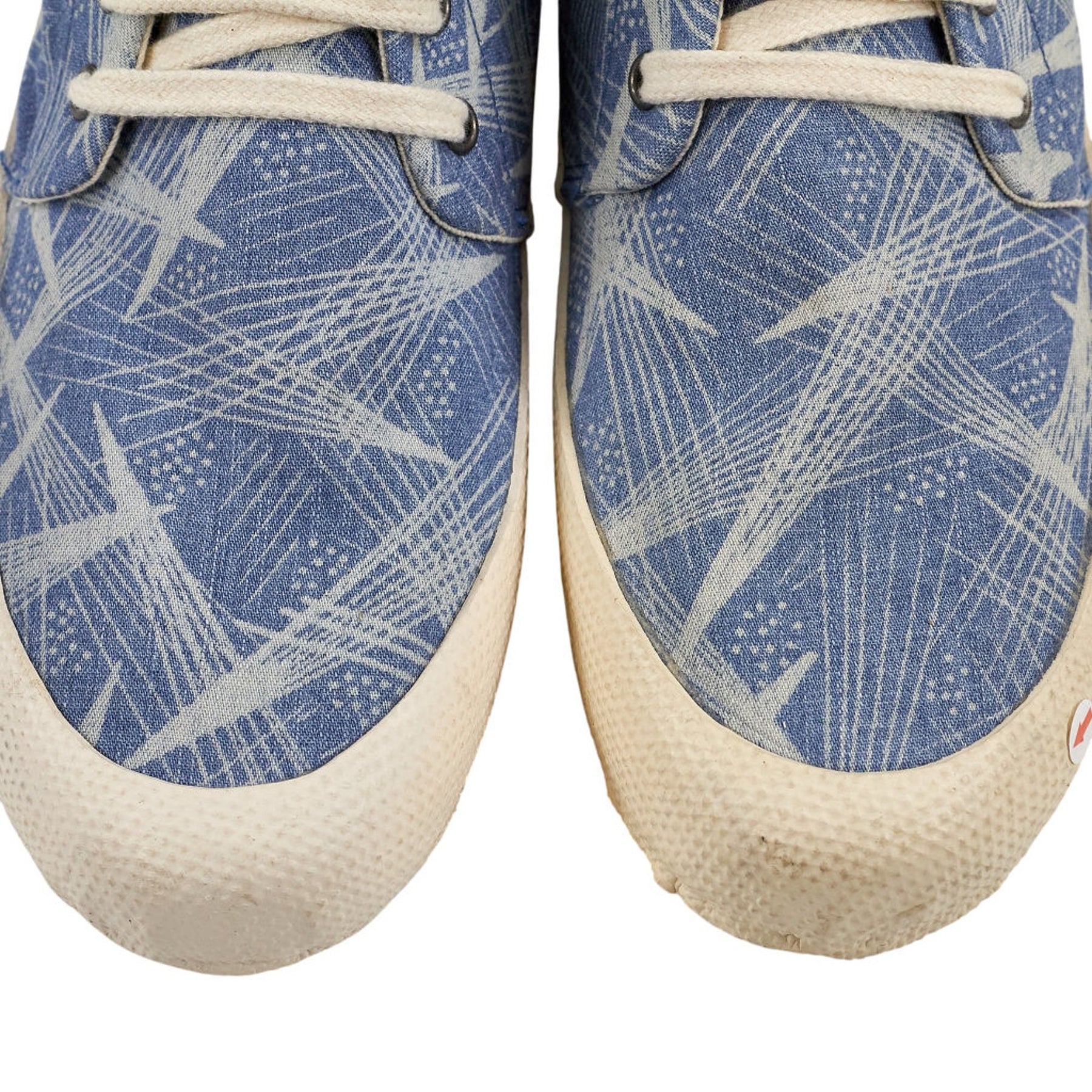YMC Blue Patterned Canvas Hi Top Trainers